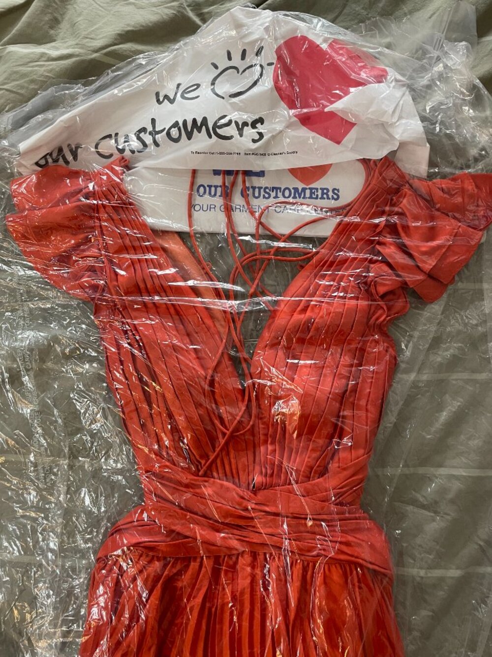 Mac Duggal Orange Pleated Corset Lace Up Back Ruffle Gown Size 4 - Picture 5 of 13